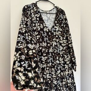 a.n.a. Floral Black Dress